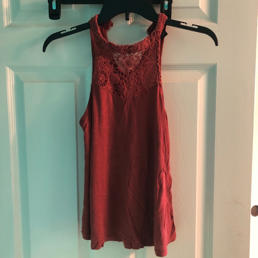 High neck crochet tank top